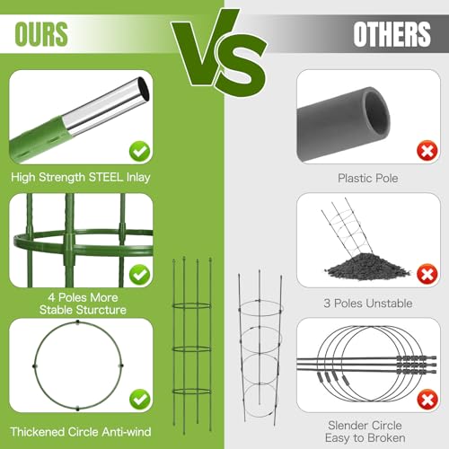 3 Pack 59 Inch Height Adjustable Tomato Cages for Garden - color: Green