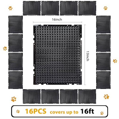 Nuanchu 16 Pack Cat Mat with Spikes, Pet Deterrent Outdoor, Black - color: Black