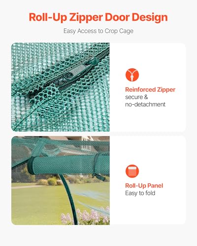 VEVOR Crop Cage, 8.1 x 3.9 x 3.9 ft Plant Protection Tent with Zippered Door, Wind-Resistant Tall Crop Cage, Easy to Install, Outdoor Raised Bed Cover with Frame, Plant Netting for Garden Patio Lawn - style: 8.1 x 3.9 x 3.9Ft-Arch