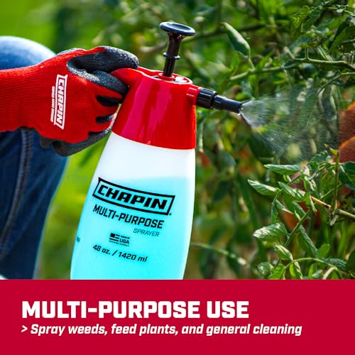 Chapin 1002 Handheld Pump Sprayer,48oz,Multi‑Purpose,Lawn & Garden,Translucent Poly Tank,Wide Mouth Opening,Adjustable Cone Nozzle, Anti‑Clog Filter for Weed,Fertilizer & Pest Applications (Pack of 6) - size: 48 ounces (Pack of 6) - Lawn & Garden