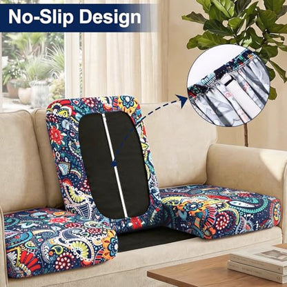 Smiry Waterproof Patio Cushion Covers, Stretch Outdoor Furniture Covers - color: Blue Green, size: 14PCS
