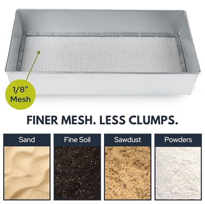 Wide Soil Sifter, 1/8-inch Galvanized Garden Sieve with Gloves - size: 1/8 inch