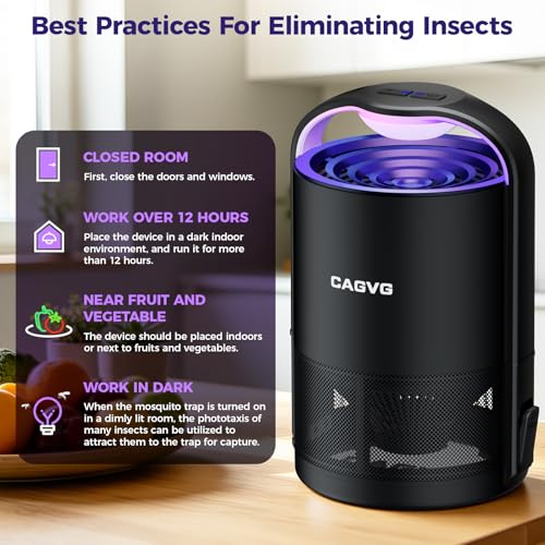 Fly Trap Indoor, Fruit Fly Traps for Indoors Suction &Adjust Light, Black - color: Black