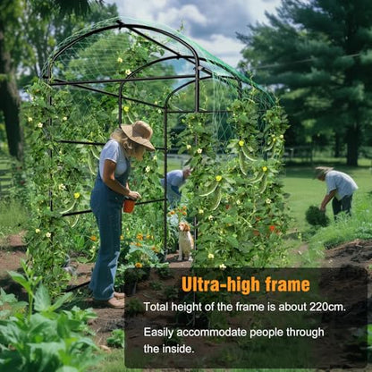 unho 87inch Garden Trellis Arch: for Climbing Plants with Net Metal - size: 47*72*87inch