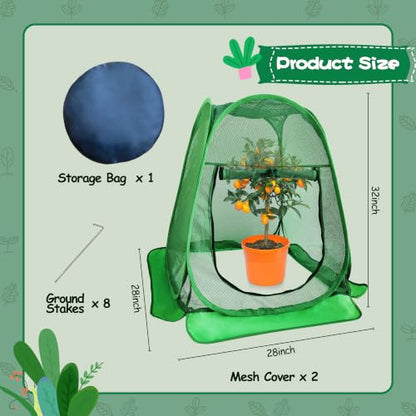 Pop Up Plant Netting Cover 28×28×32” Shade Mesh with Zipper Door Shade Top - size: 70*70*80 2PCS