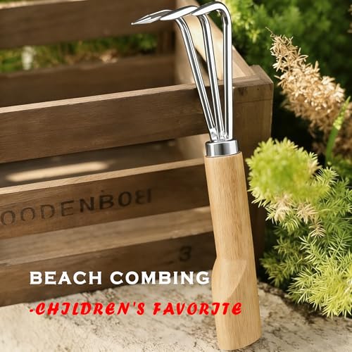 Garden Rake with 3-Claw for Loosening Soil in Flower Bed (Gold) - color: Gold