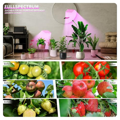 BESTVA 18W Grow Lights for Indoor Plants with Stand, Full Spectrum LED Plant Light for Indoor Plants,12-59 Inches Height Adjustable Growing Lamp with Auto On/Off Timer 4H/8H/12H, 4 Dimmable Brightnes