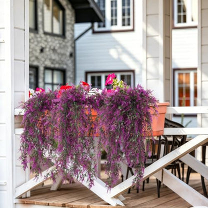 RECUTMS 4Pcs Artificial Lavender Hanging Plants for Outdoors(Purple red) - color: Fuchsia