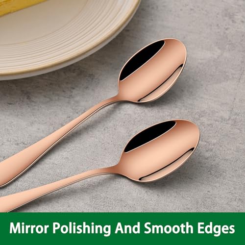 DEHOV 5.5 Inch Rose Gold Small Coffee & Tea & Dessert Spoons Set of 8 - color: Rose Gold