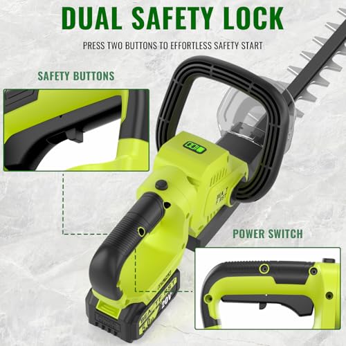 20V 22-Inch Hedge Trimmer Cordless with 2x5.0Ah Battery & Charger - color: Green