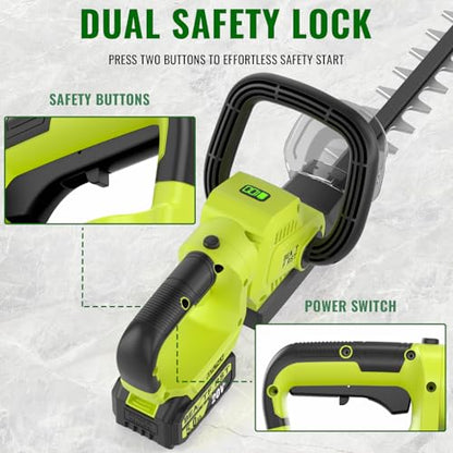 20V 22-Inch Hedge Trimmer Cordless with 2x5.0Ah Battery & Charger - color: Green