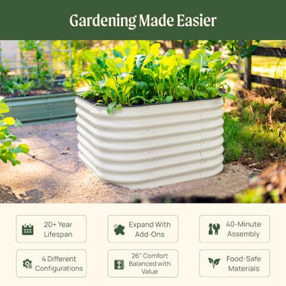 Vego garden 26" Extra Tall Raised Garden Bed Kits, 4 in 1 Modular Raised Planter Box for Vegetables Flowers Fruits Oval Metal Raised Garden-Modern Gray - color: Modern Gray, size: 4 in 1