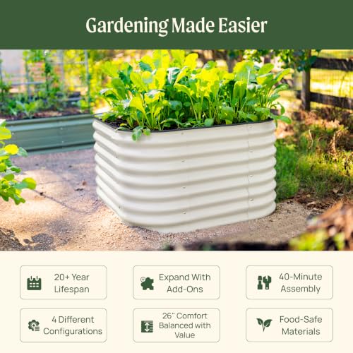 Vego garden 26" Extra Tall Raised Garden Bed Kits, 4 in 1 Modular Raised Planter Box for Vegetables Flowers Fruits Oval Metal Raised Garden-Modern Gray - color: Modern Gray, size: 4 in 1