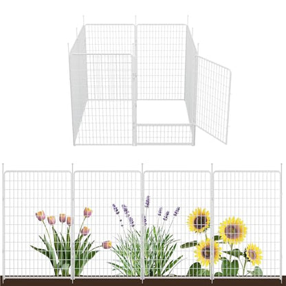 SunsGrove Garden Fence with Gate 50 in(H) x 20.5 ft(L) 8 Panels, Heavy Duty Metal Animal Barrier for Dog and Rabbit, Garden Fencing, Easy Set Up, White - color: White, size: 50 in(H) x 20.5 ft(L) 7 Panels +1 Gate
