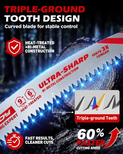 9 Inch Japanese Teeth Reciprocating Saw Blades, Arc Edge Wood Pruning Saw Blades 6TPI for Tree Trimming, Branch Cutting, Green Timber and Wet Wood, 3 Pack - color: 3-Pc 9" Precision Pruning