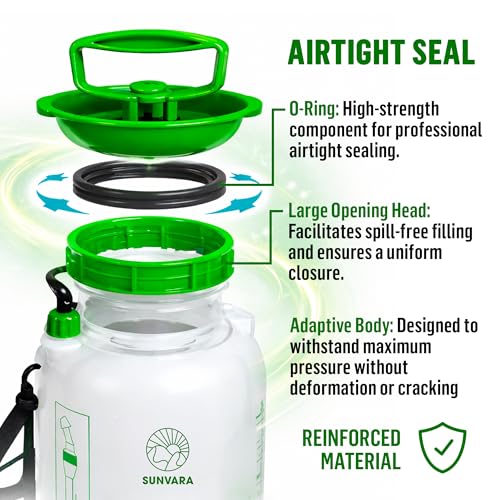 1.3 Gallon Pump Pressure Sprayer (5L) – Lawn and Garden Sprayer with Adjustable Nozzle & Shoulder Strap – for Watering Plants, Weeds, Fertilizer & Outdoor Cleaning