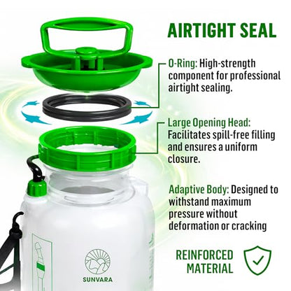 1.3 Gallon Pump Pressure Sprayer (5L) – Lawn and Garden Sprayer with Adjustable Nozzle & Shoulder Strap – for Watering Plants, Weeds, Fertilizer & Outdoor Cleaning