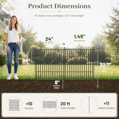 No Dig Garden Fence Outdoor for Yard, 24in (H) x 20ft(L) - size: 24 in(H) X 20 ft(L)