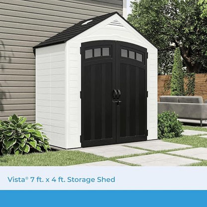 Suncast 7' x 4' Vista Vertical Storage Shed, with Floor, Double Doors