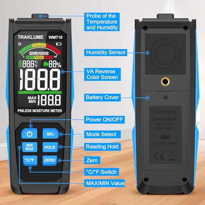 Moisture Meter for Wood Pinless Moisture Tester Firewood Moisture Reader