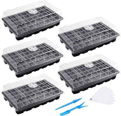 MIXC 5 Pack Seed Starter Tray, 200Cell Mini Propagator Greenhouse Grow Kit - color: Black, size: 40-Cell 5-Pack