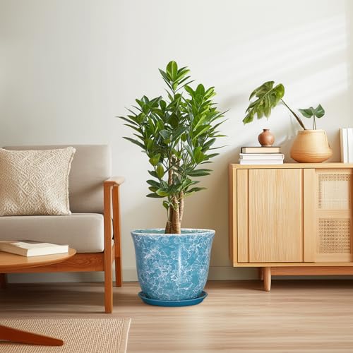 12 Inch Pots for Plants, Ceramic Planter with Drainage Hole, Blue - color: Gemstone Blue, size: 12 Inch