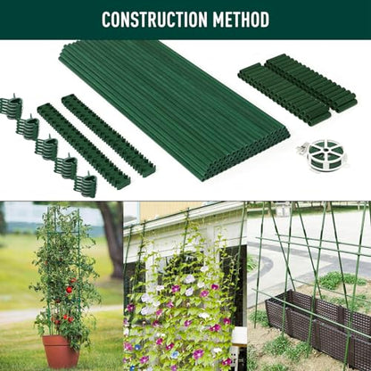 MAXPACE 249pcs Garden Stakes Kit: Includes 80 Sets of Fiberglass Plant Sticks Supports & Accessories for DIY 4ft, 5ft, 6ft, 7ft Stakes for Tomato, Vegetables, Indoor & Outdoor Gardening Supplies - size: 17inch 80pcs