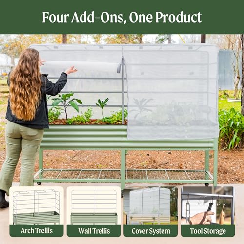 Vego garden Mesh Cover System for 2' x 8' Elevated Raised Garden Bed-V Series, 4 in 1 Trellis and Cover for Plants, Garden Bed Not Included - size: 2' x 8'
