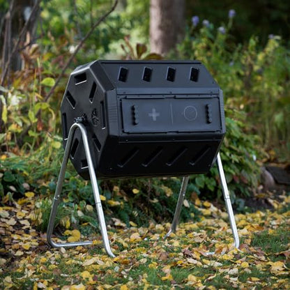 FCMP Outdoor Heavy Duty 37 Gallon 8 Sided Steel Composter, Black - size: 37 gallon