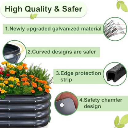 Galvanized Raised Garden Bed Outdoor 4x2x1 ft 2 Pack Oval Gray - color: Gray 2 Pcs, size: 4 x 2 x 1 ft