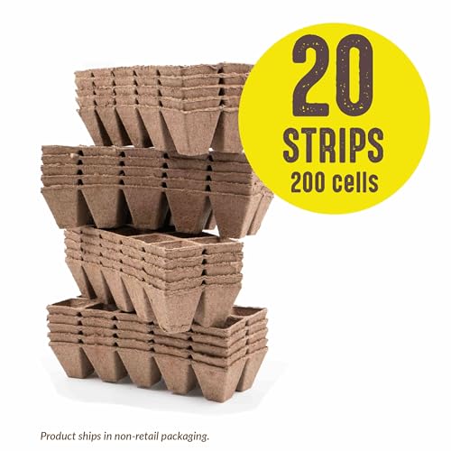 Jiffy Seed Starting Tray - Biodegradable, Plant Germination Cells - 20 Strips (200 Cells) - Peat - color: 20 Strips (200 Cells Total)