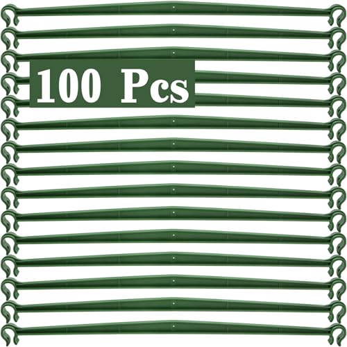 Coloch 100 Pcs Plant Stake Arms for Tomato Cage, 11.8” Expandable Plant Supports Trellis Connector with 2 Buckles for 11mm Diameter Plant Stake, for Climbing Plants, Tomato, Vegetable, Indoor&Outdoor
