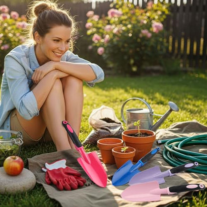 Yaocom 12 Pcs Garden Shovel Aluminum Alloy Heavy Duty Trowel Small Digging Shovels Metal Hand Trowel Spade with Soft Handle for Garden Lawn Yard Planting Tool (Wide Shovel,Fuchsia,Purple,Blue,Pink) - color: Fuchsia, Purple, Blue, Pink, size: Wide Shovel