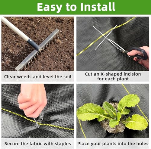 Shade&Beyond 6ftx100ft Weed Barrier Fabric, 3.2oz Heavy Duty Permeable Landscape Fabric, Woven UV Resistant Ground Cover with Staples for Gardens/Yards/Landscaping - size: 06ft x 100ft