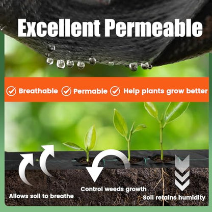 5 x 10 Feet 3 Pack Weed Barrier Fabric Garden Landscape Weed Blocker Woven Fabric Heavy Duty Ground Cover Mat - size: 5ft x 10ft-3 Pack