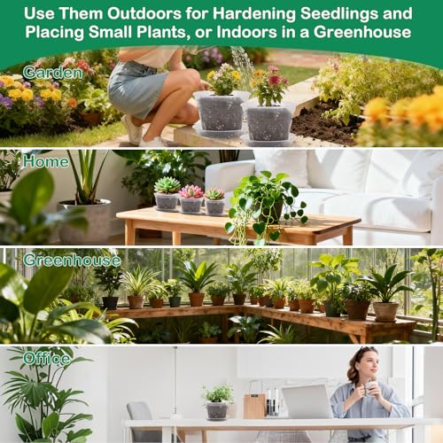 92Pcs Clear Plastic Nursery Pots with Drainage Holes and Saucers, 32Packs 2.8/3.1/3.5/3.9/5.1/5.9/7.1Inch Seedling Starter Pots for Indoor Outdoor Gardening Flower, Herb, Succulent Transplanting - size: 2.8/3.1/3.5/3.9/5.1/5.9/7.1 Inch