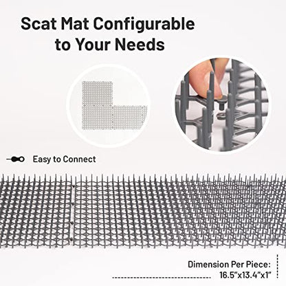 Petfolio 24 Pack Scat Mat for Cats - 16.5 x 13.4 Inch Cat Spike Mat with 1 Inch Spikes is A Perfect Pet Training Mats for Cat Repellent Indoor & Outdoor. Keep Cats Away All Year Round - size: 24