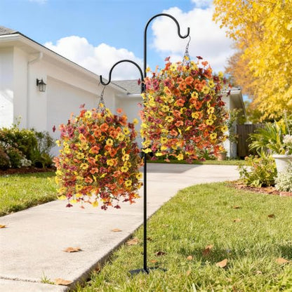 INQCMY Fall Artificial Fake Flowers for Outdoors Faux Mums UV Resistant - color: Orange,brown,yellow