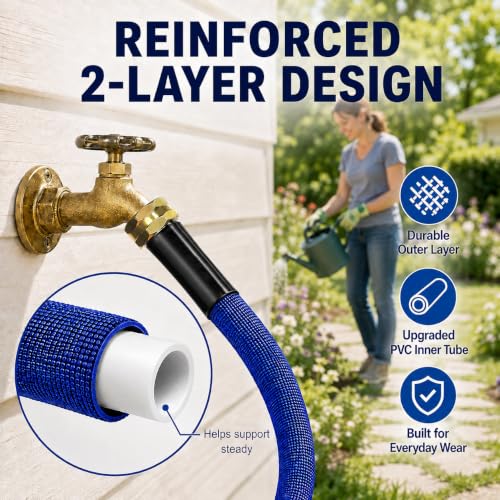 50FT Garden Hose, 5/8-Inch Flat Ultra Lightweight Flexible & Kink Free - color: Blue, size: 50FT