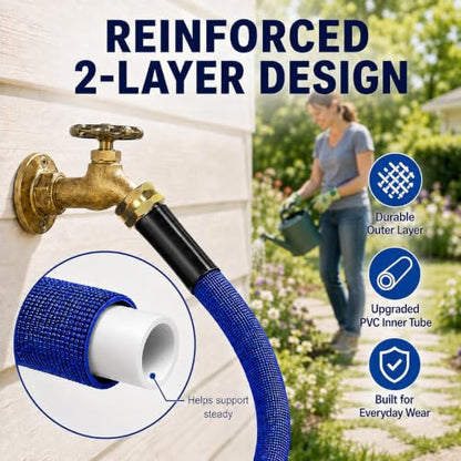 50FT Garden Hose, 5/8-Inch Flat Ultra Lightweight Flexible & Kink Free - color: Blue, size: 50FT