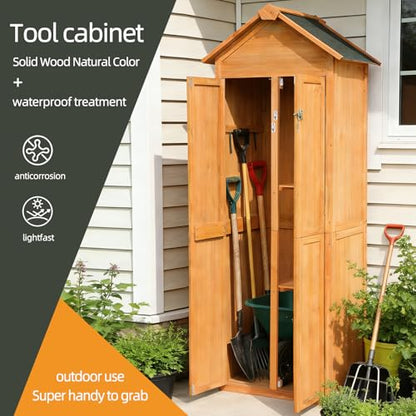Patio Storage Outdoor Cabinet - color: Gold+brown - 27.16 X 23.62 X 83.07 Inch