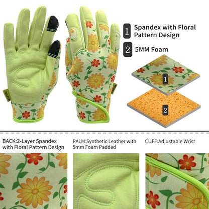 Cute Pattern Gardening Gloves,Thornproof Garden Glove,Gardener Gift - color: 1 Pair Per Pack-chartreuse Palm, size: Medium