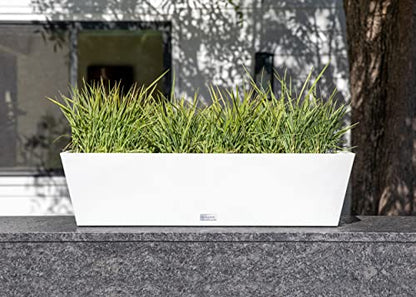 Veradek Pure Series Window Box Planter - Tapered Outdoor Planter - color: White, size: 36 inch