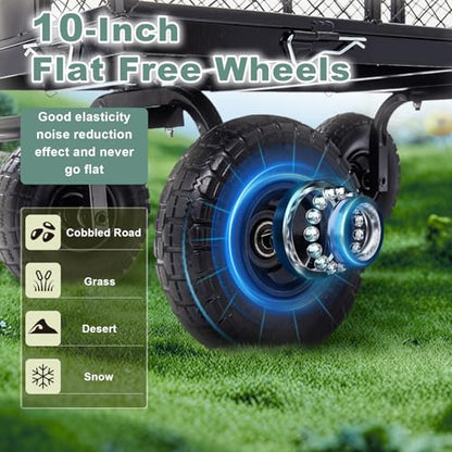 Heavy Duty Garden Wagon Cart 660 LBS, Steel Utility Cart with Removable Sides & All-Terrain 10" Solid Wheels, 180° Rotating Handle for Outdoor Gardening & Multi-Surface Use - size: 660LBS Cart