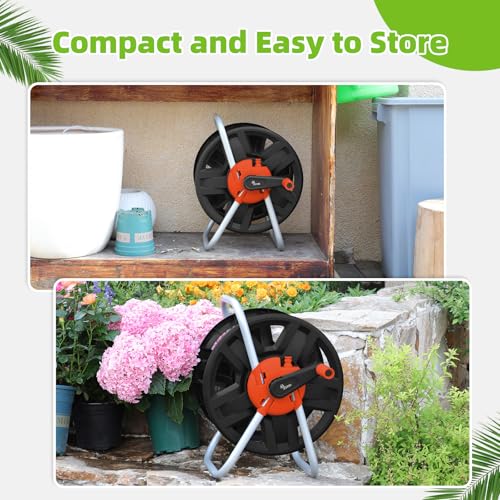 Water Hose Reel,Holds 60-80 Ft of 5/8" Hose - color: Orange