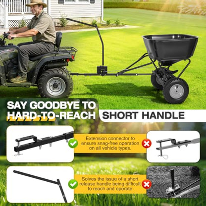 AugFir Tow Behind Broadcast Spreader, 12 FT Spread Width Pull Behind Spreader, Lawn Fertilizer Spreader Seeder for Grass Seed, Salt, Ice Melt