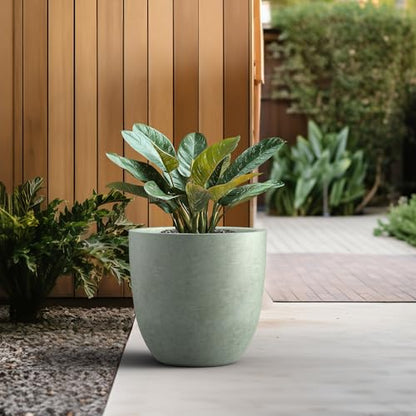 Kante Large Round Bowl Mint Green Concrete Planter 18" Dia, Outdoor - color: Mint Green, size: 18"d