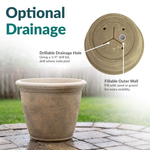 Sunnydaze Anjelica 15.25'' Large Plastic Planter Pot for Plants, Beige - color: Beige, size: 15.25 in