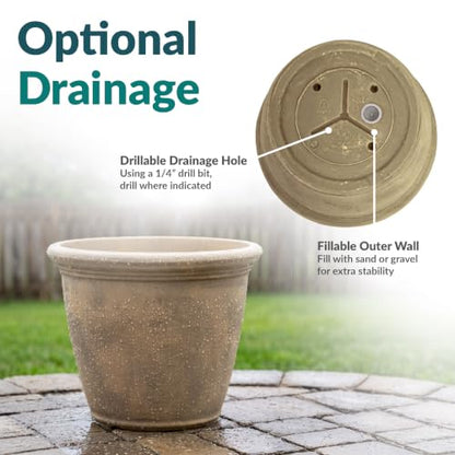 Sunnydaze Anjelica 15.25'' Large Plastic Planter Pot for Plants, Beige - color: Beige, size: 15.25 in