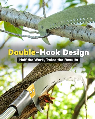 14.5FT Pole Saw with Adjustable Length for Tree Trimming, Lightweight Manual Pruning Saw with Mn Steel Blade, Long Extension Branch Cutter High Reach for Yard, Garden, Patio & Forestry Use - size: 14.5FT